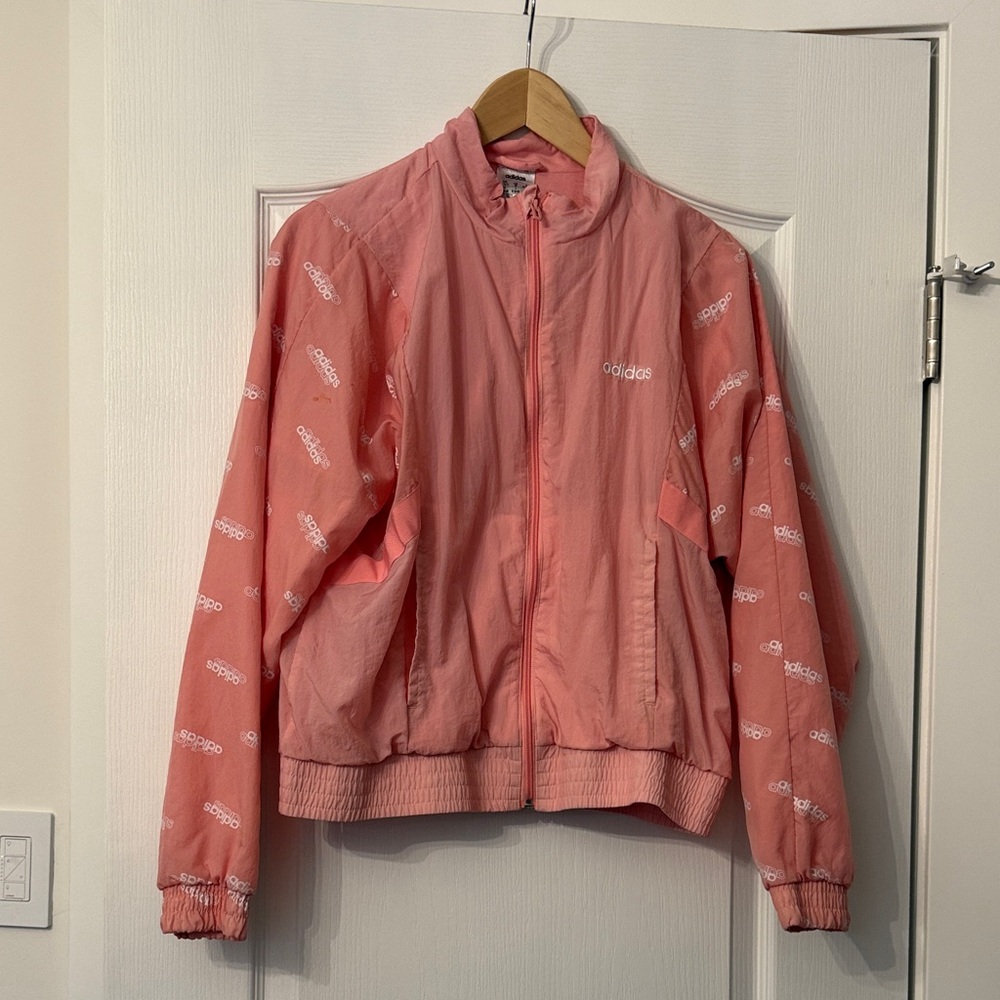Vintage Adidas Coral Pink Logo Windbreaker